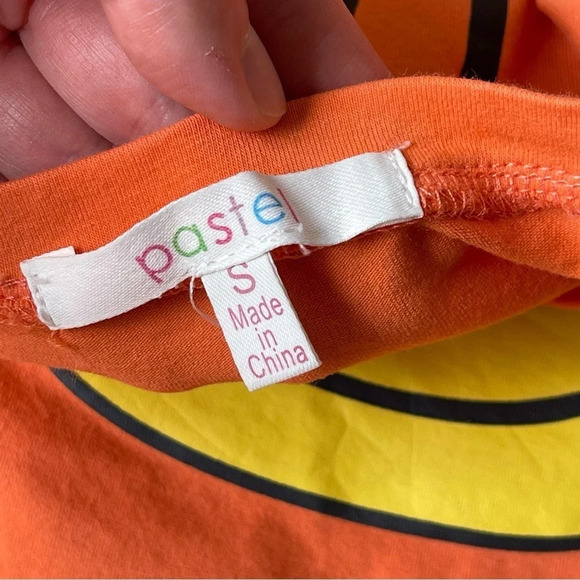 Smily face t-shirt with beads, orange - Picture 2 of 5